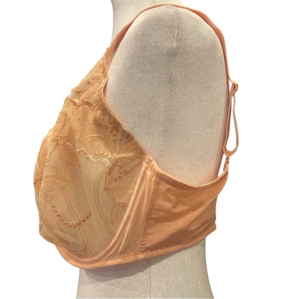 Understance Peach Embroidered Mesh Bra 38J - Picture 3 of 7